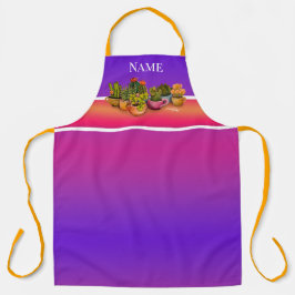 Kopjes van Succulents All-Over Print Schort