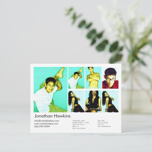 Kopkaart voor Actor/model Briefkaart (Staand voorkant)