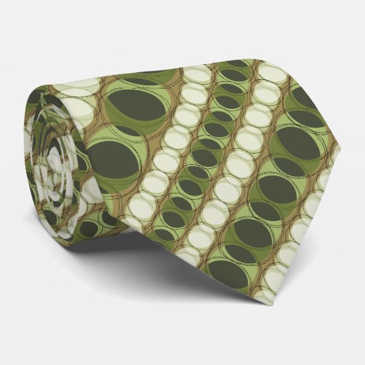Koplampen Polka Dot Striped Olive tweezijdig Stropdas (Opgerold)
