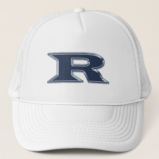 Kopletter R in marineblauw monogram initiaal Trucker Pet (Voorkant)
