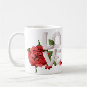 Koplettering met romantisch rood rozenloof koffiemok (Links)
