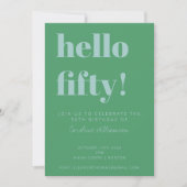 Koplettertypografie Blauw Groen Moderne 50ste Verj Kaart (Voorkant)