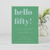 Koplettertypografie Blauw Groen Moderne 50ste Verj Kaart (Staand voorkant)