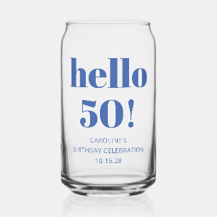 Koplettertypografie Blauw Modern 50e Verjaardagsfa Blikvorm Glas