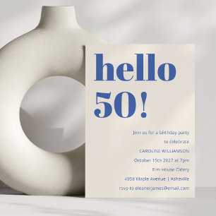 Koplettertypografie Ivoorblauw Modern 50ste Verjaa Kaart