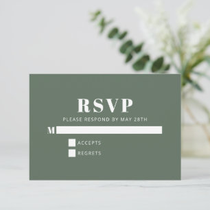 Koplettertypografie Minimalistische Roze Groene Ba RSVP Kaartje
