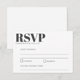 Koplettertypografie Zwart en Wit Modern Huwelijk RSVP Kaartje
