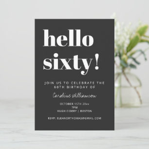 Koplettertypografie Zwart Modern 60ste Verjaardags Kaart