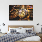 Koplicht van de stoomtrein canvas afdruk (Insitu (Slaapkamer))