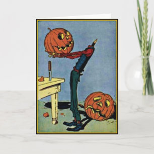 "Koploze" pompoenkop man vintage Halloween kaart