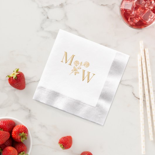Koppel 2 Initiaal Monogram Lange Steel Rozen Space Folie Servetten (Insitu (Aardbei))