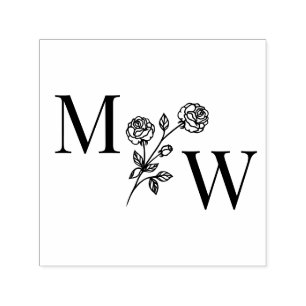 Koppel 2 Initiaal Monogram Lange Steelrozen Spacer Zelfinktende Stempel