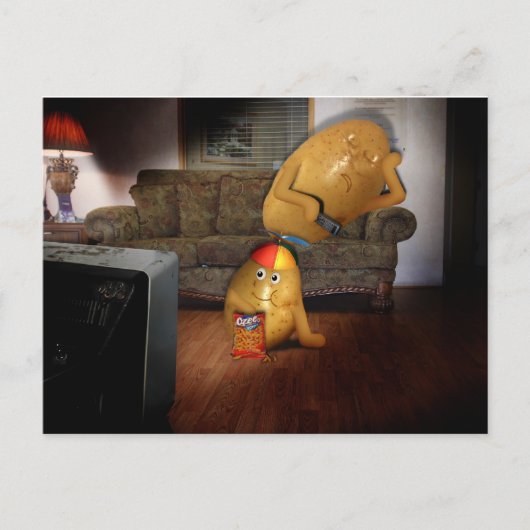 Koppel aardappelen met vader op de couche briefkaart (Voorkant)