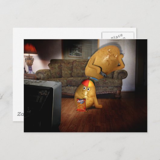 Koppel aardappelen met vader op de couche briefkaart (Voorkant / Achterkant)