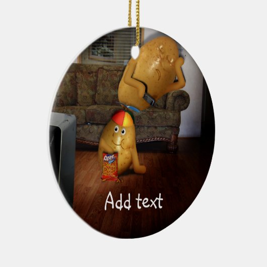 Koppel aardappelen met vader op de couche keramisch ornament (Rechts)