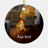 Koppel aardappelen met vader op de couche keramisch ornament (Voorkant)