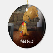 Koppel aardappelen met vader op de couche keramisch ornament (Links)