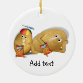 Koppel aardappelen met vader op de couche keramisch ornament (Achterkant)