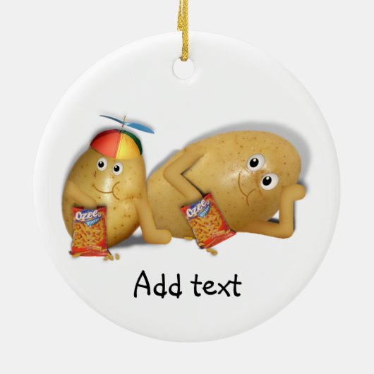 Koppel aardappelen met vader op de couche keramisch ornament (Achterkant)