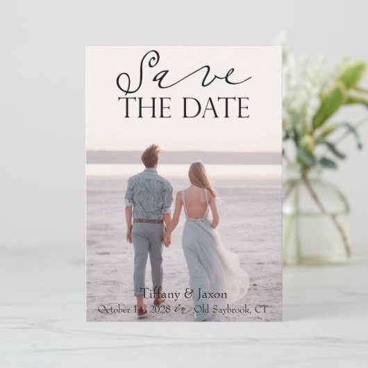 Koppel Afbeelding tekst Sla de datum op Save The Date (Staand voorkant)
