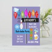 Koppel Baby Shower Dad-chelor Retro Bowling Feest Kaart (Staand voorkant)