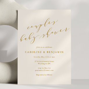 Koppel Baby Shower Elegante Gouden Calligrafie Kaart