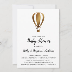 Koppel Baby Shower Gladde Gouden Heet Luchtballon Kaart