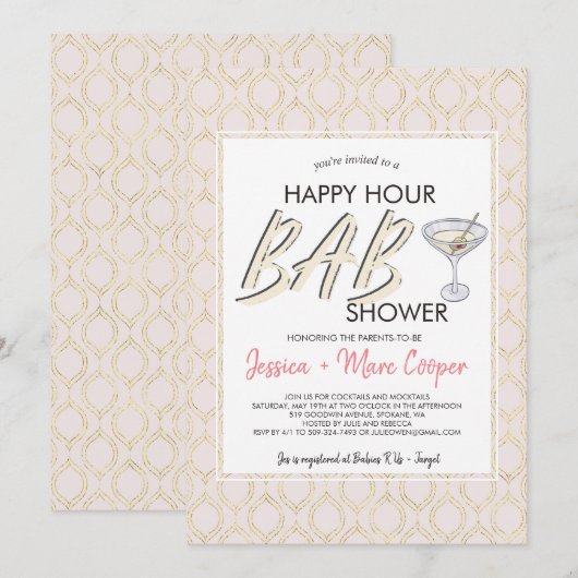 Koppel Baby Shower | Happy Hour Kaart (Voorkant / Achterkant)