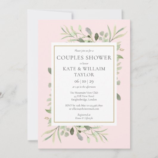 Koppel Baby Shower Meisje Roze Groene Tinten Kaart (Voorkant)