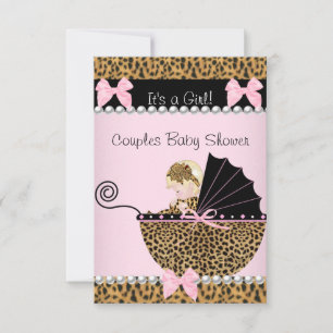 Koppel Baby Shower Schattig Blond Meisje Roze Luip Kaart