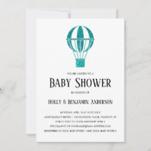 Koppel Baby Shower Turkoois Glitter Heet Luchtball