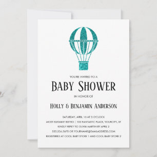 Koppel Baby Shower Turkoois Glitter Heet Luchtball Kaart