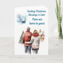 Koppel bewerkbare kerstkaart voor winter kaart