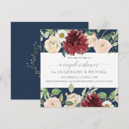 Koppel Bruidsdouche Navy Chrysanthemum Burgundy Ro Kaart