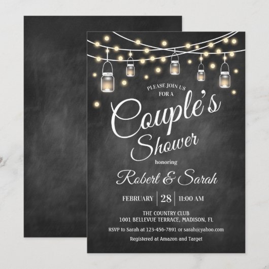 Koppel Bruiloft - Rustiek Schoolbord Kaart (Voorkant / Achterkant)