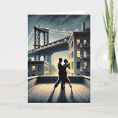 Koppel dat danst met Brooklyn Bridge Feestdagen Kaart (Voorkant)