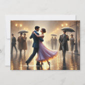 Koppel dat in de regen danst feestdagenkaart (Voorkant)