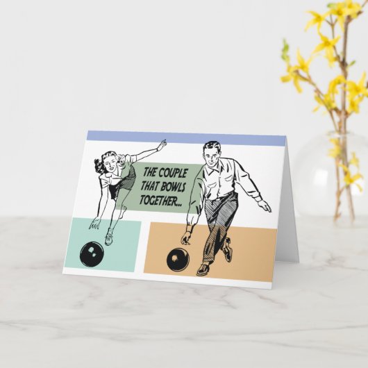 Koppel Dat Samen Bowlt Leuke Bowling Meervoudig Ge Kaart (Gele Bloem)
