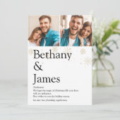 Koppel Definitie 2 Foto Goud Sneeuw Kerstmis Feestdagenkaart (Staand voorkant)