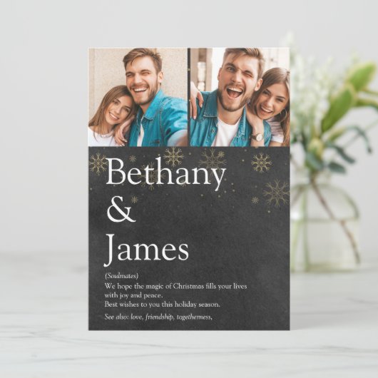 Koppel Definitie 2 Krijtbord Kerstmis Feestdagenkaart (Staand voorkant)