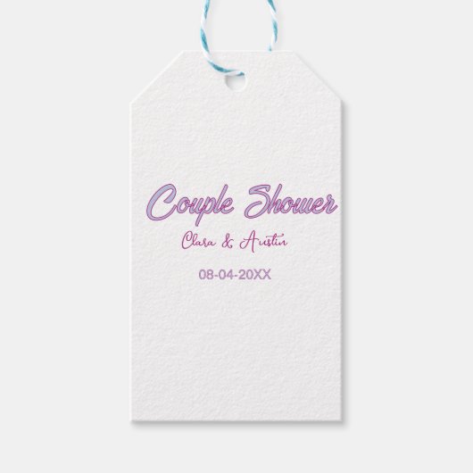 koppel douche naam datum grijs trendy eenvoudig ro cadeaulabel (Voorkant)