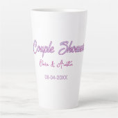 koppel douche naam datum grijs trendy eenvoudig ro latte mok (Voorkant)
