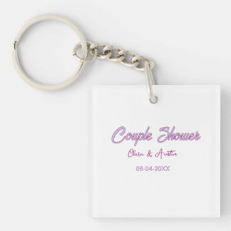 koppel douche naam datum grijs trendy eenvoudig ro sleutelhanger