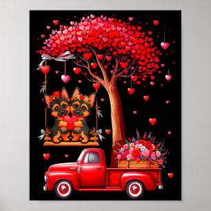 Koppel Duitse Herders Valentijnsharten Boom Pick Poster