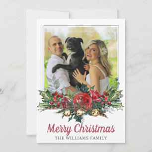Koppel En Hond Kerst Foto Botanisch Feestdagenkaart