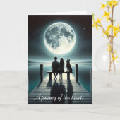 Koppel en Hond Onder een Volle Maan Kaart (Gele Bloem)