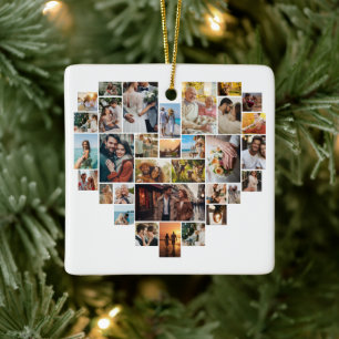 Koppel Familie Hartvormige Fotocollage  Keramisch Ornament