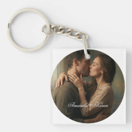 Koppel Foto & Aangepaste Naam Sleutelhanger