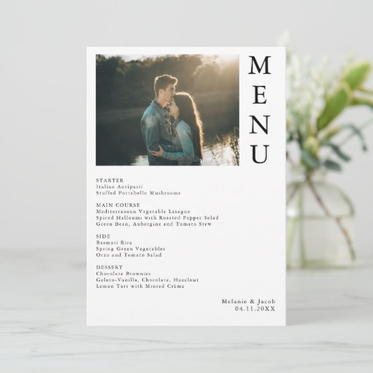 Koppel foto bruiloft menu (Staand voorkant)