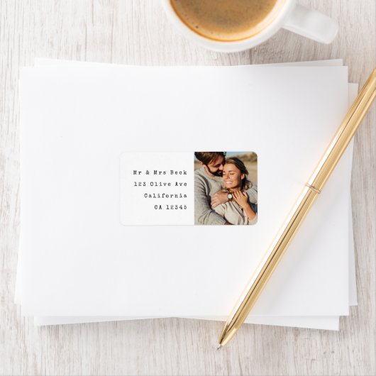 Koppel foto bruiloft retour adreslabel etiket (Insitu)